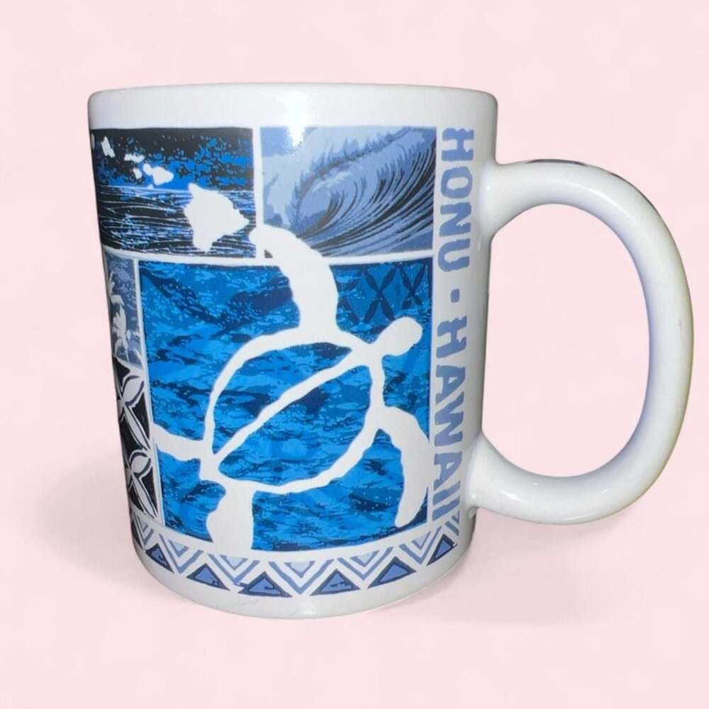 ABC Stores Honu Scenes Hawaii Coffee Mug Sea Turtle Blue 2013